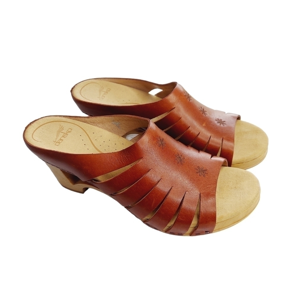 Dansko Tilly Clog Wooden Sandal Size 41 US 10.5 Brown Leather Comfort Platform - Picture 15 of 16